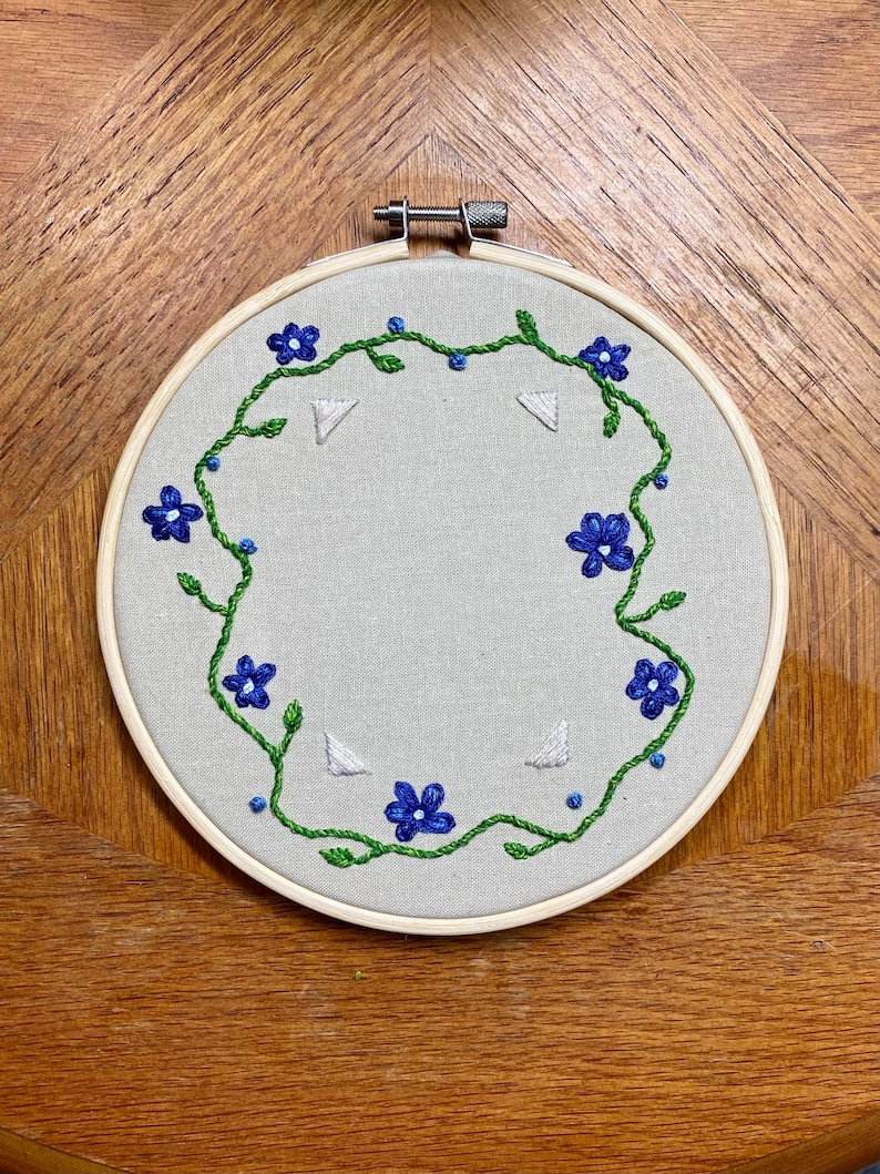 Hand Stitched Floral Embroidery Polaroid Frame