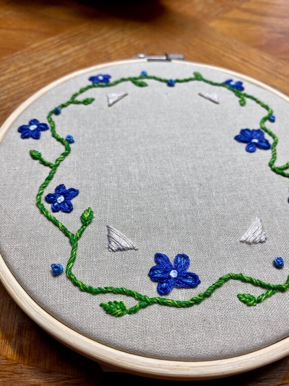 Hand Stitched Floral Embroidery Polaroid Frame