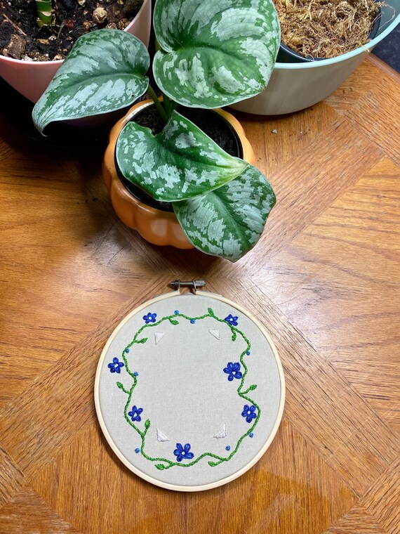 Hand Stitched Floral Embroidery Polaroid Frame