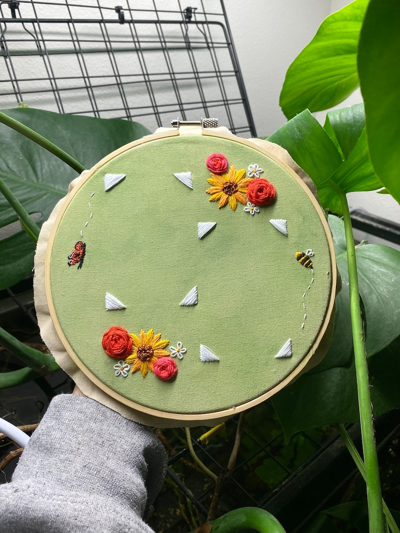 Personalized Floral Embroidered Photo Hoop