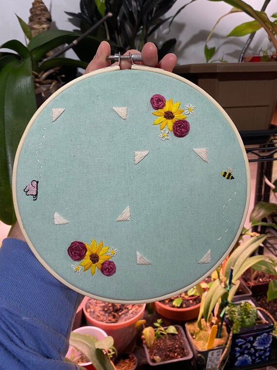 Personalized Floral Embroidered Photo Hoop
