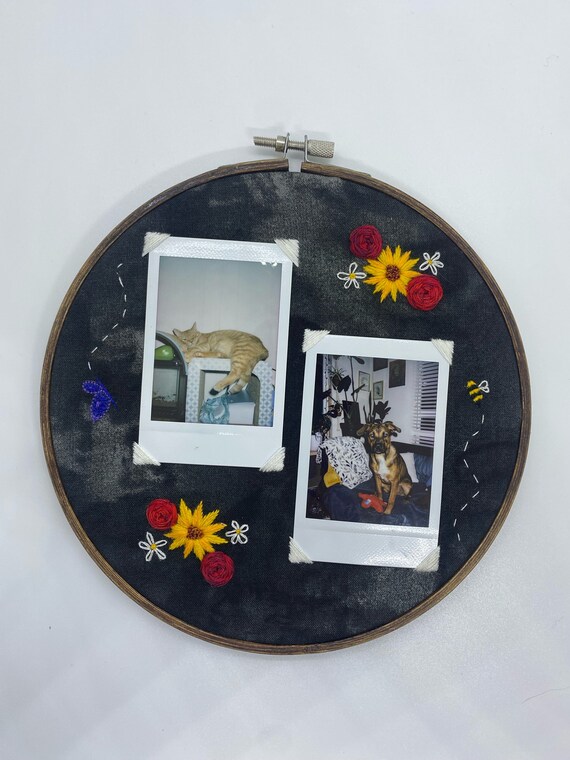 Personalized Floral Embroidered Photo Hoop