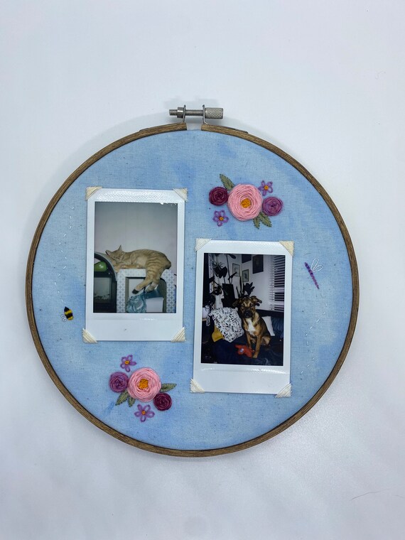 Personalized Floral Embroidered Polaroid Frame