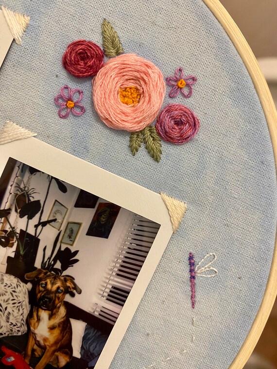 Personalized Floral Embroidered Polaroid Frame