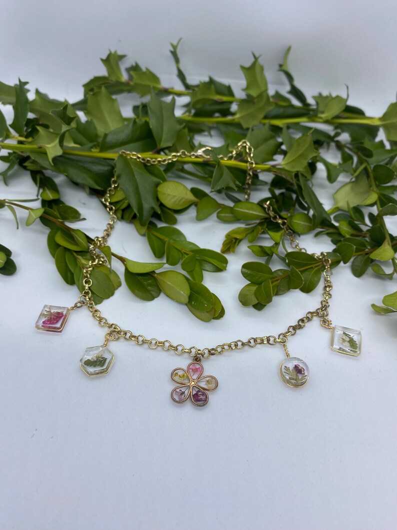 Handmade Pressed Flower Charm Necklace