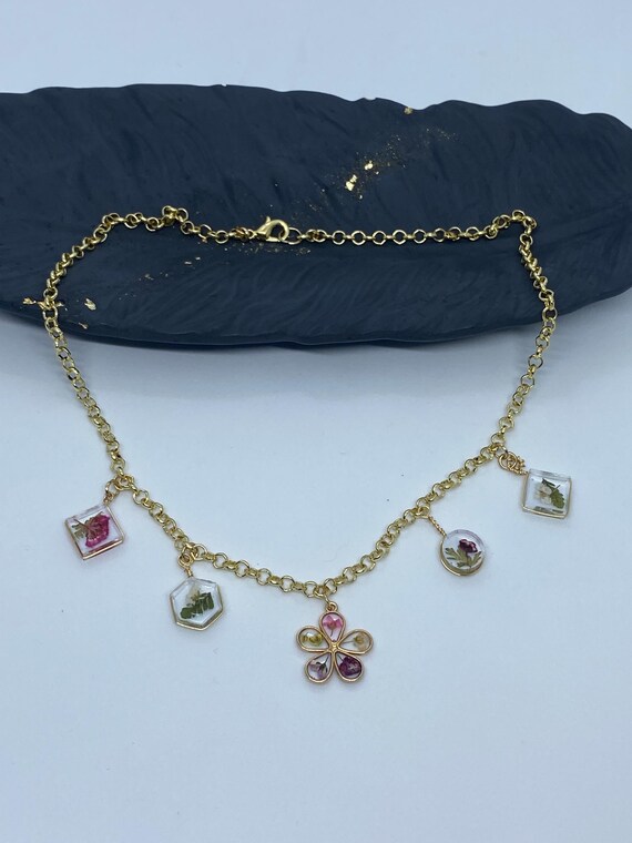 Handmade Pressed Flower Charm Necklace