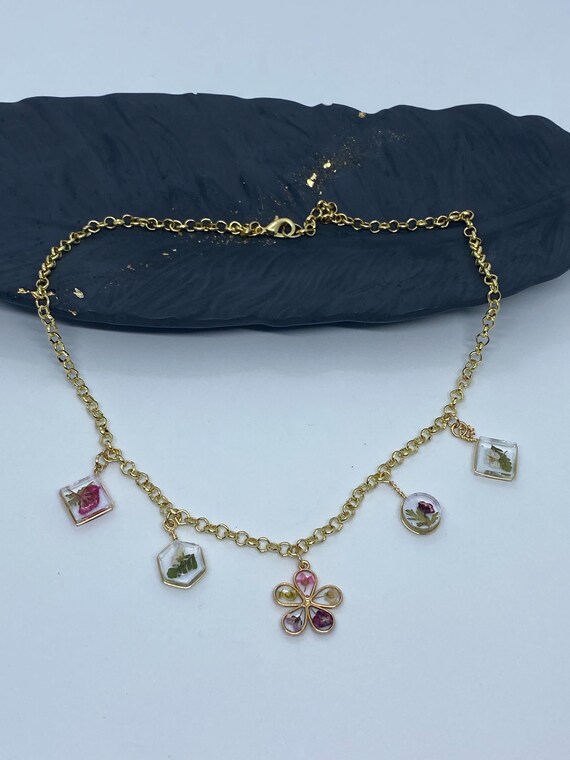 Handmade Pressed Flower Charm Necklace