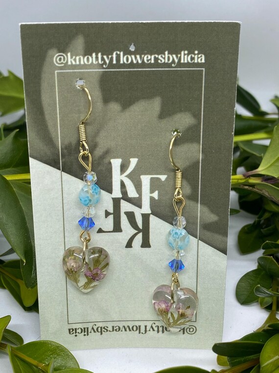 Handmade Heart Resin Earrings