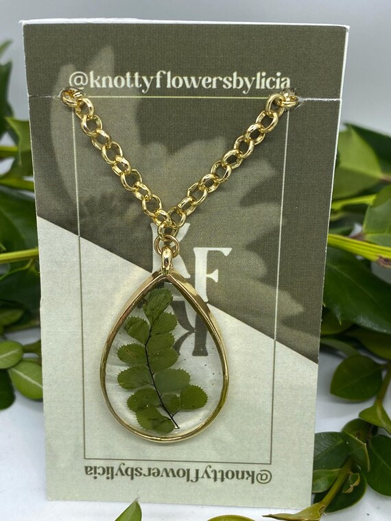 Handmade Resin Fern Leaf Necklace