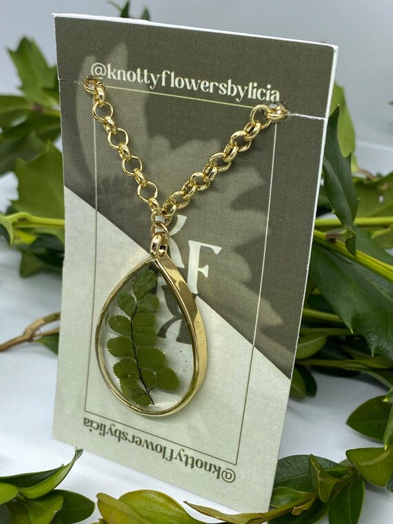 Handmade Resin Fern Leaf Necklace