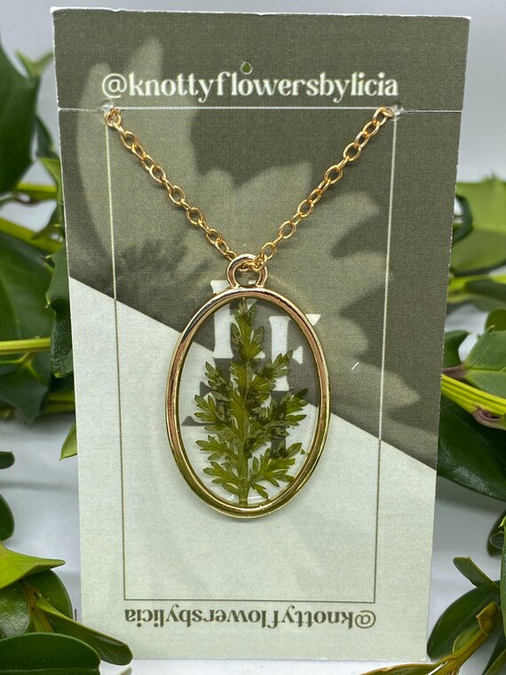 Handmade Resin Fern Leaf Necklace