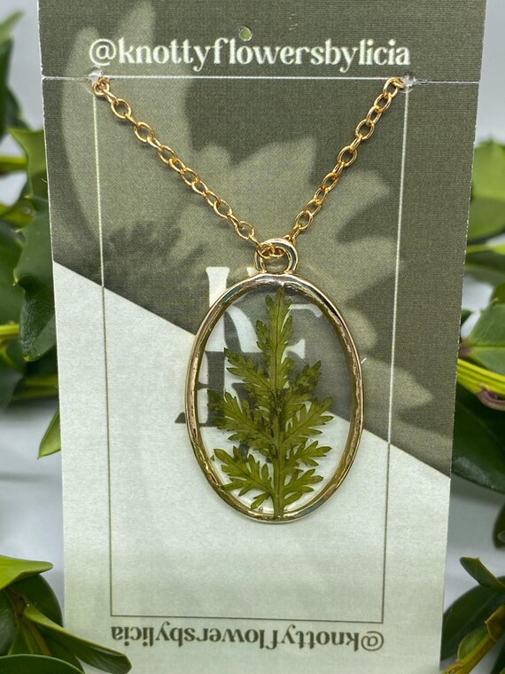 Handmade Resin Fern Leaf Necklace