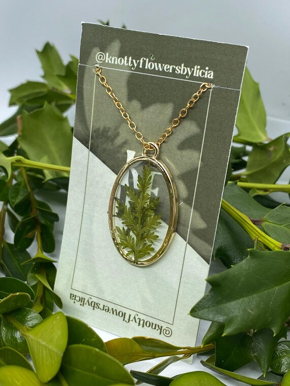 Handmade Resin Fern Leaf Necklace